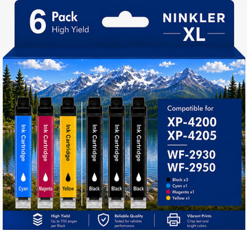 Remanufactured for Epson 232XL Ink Cartridges Combo Pack for 232 XL for Epson XP-4200 XP-4205 Workforce WF-2930 WF-2950 Printer 6 Pack 3 Black 1 Cyan 1 Magenta 1 Yellow