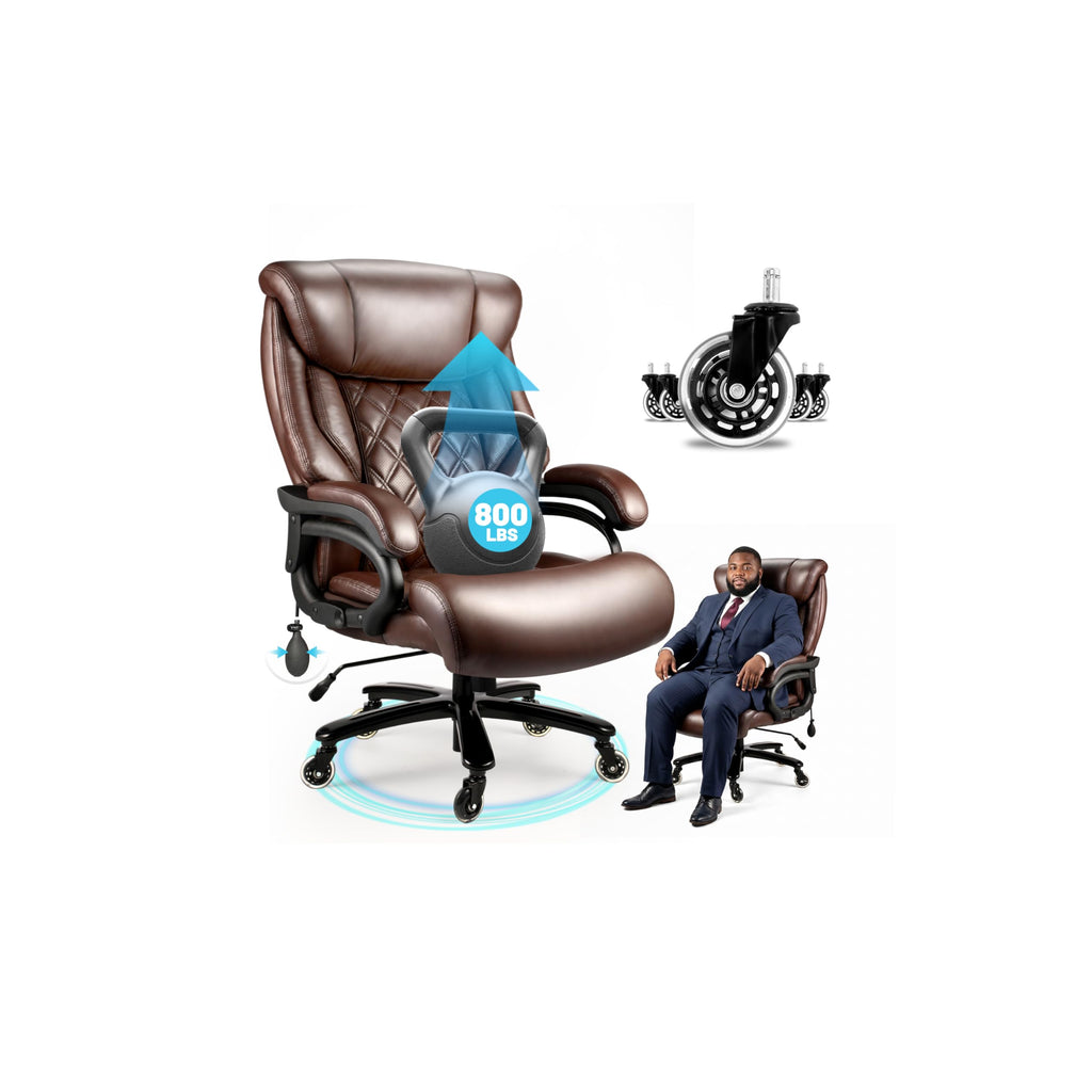 800lbs Executive Chairs, Executive Office Chairs for Big and Tall with Adjustable Lumbar Support, Office Chair for Heavy People, Leather Desk