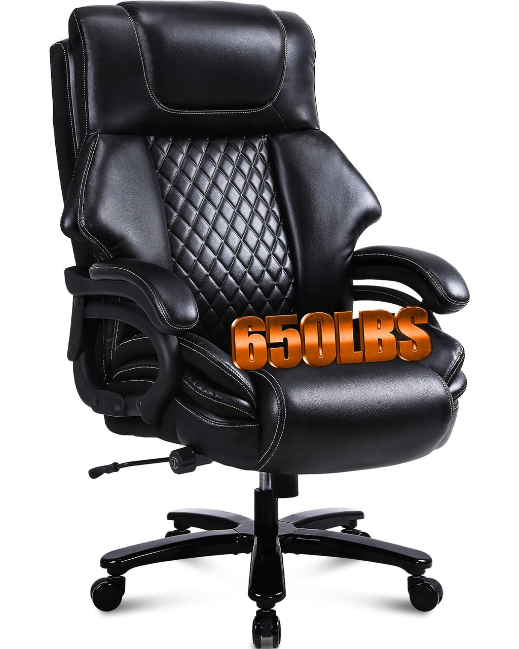 Bosmiller Big and Tall Office Chair 500lbs for Heavy People with Quiet Rubber Wheels High Back Leather Executive Office Chair with Adjustment