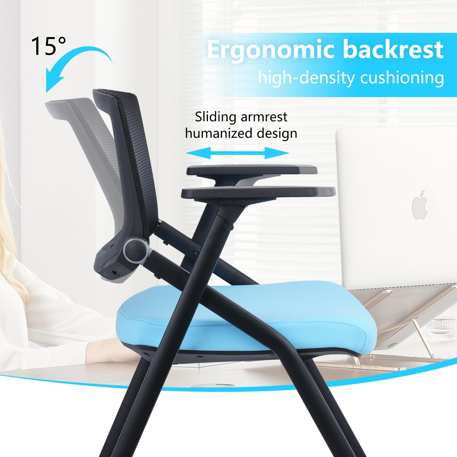 Brobriyo 1 Pack Conference Room Chairs with Wheels, Ergonomic Mesh Back and Armrests for Meeting, Conference, Reception, Training Room & Home