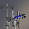 Shower Set Gray LED Digital Display Rain Shower Faucets Bathroom Mixer Shower System Atmosphere Light Bathtub Tap,Wall Mounted Shower Fixture,Shower High Adjustable