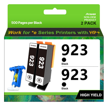 923 Ink cartridges for HP Printers Replacement for HP 923 Black Ink Cartridges Use with OfficeJet Pro 8130e 8135e 8139e 8138e 8132e 8134e 8120e 8122e 8124e 8125e Printer (2 Black Pack Without Chip)