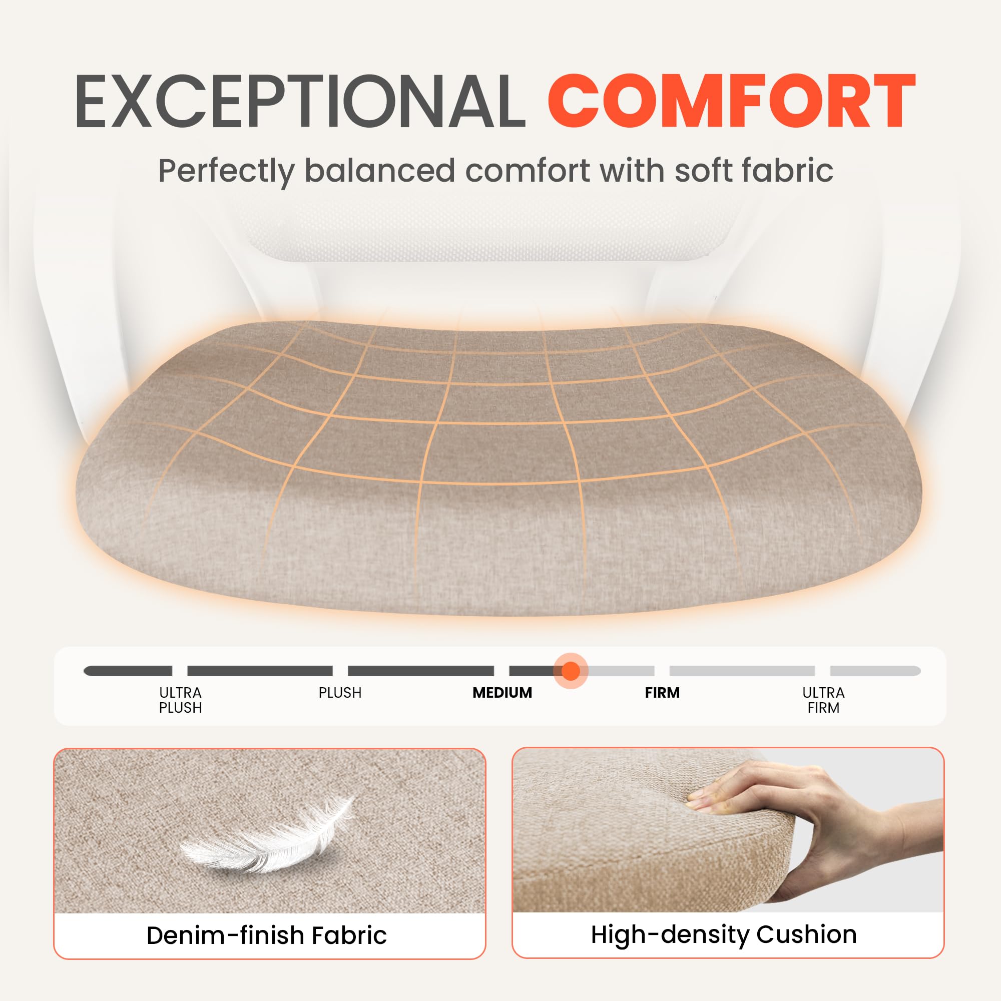 Neo Chair Home Office Desk Chair Ergonomic Mesh with Lumbar Support, Beige