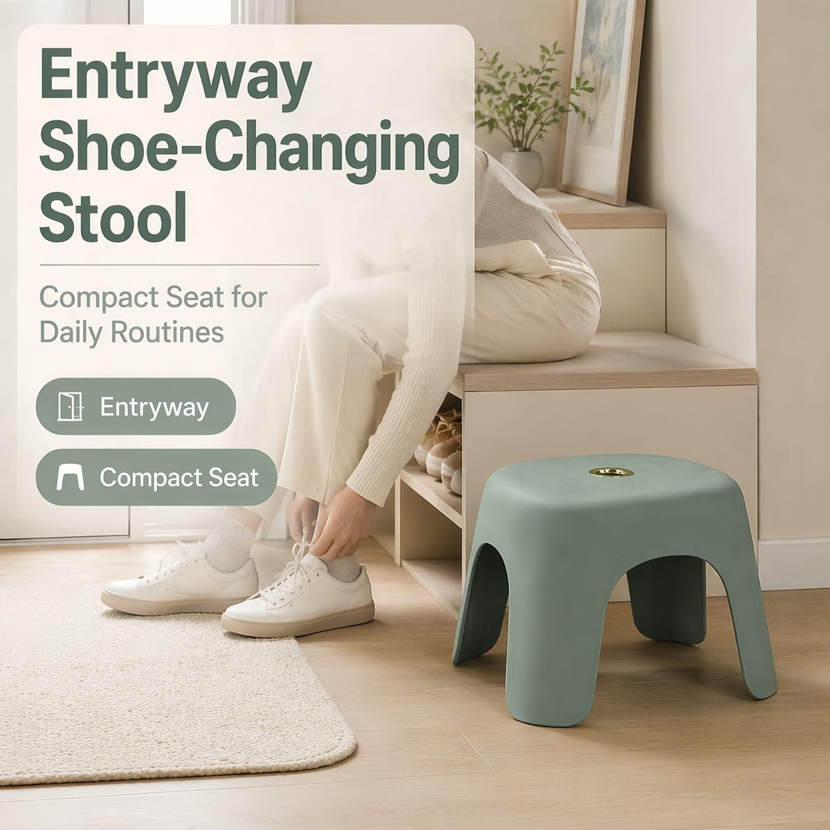 Small Plastic Step Stool - Heavy Duty Abs Shower Stool, Anti-slip Bath Stool for Adults, Compact Foot Stool for Bathroom, Kitchen & Garden