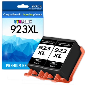 Twin Pack 923 923e 923XL Ink Cartridges Combo Pack with Chip Replacement for HP 923 923e Ink Cartridges for HP Printer OfficeJet Pro 8130e 8135e 8139e 8125e 8138e 8122e 8120 8124e 8130 (Black)