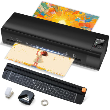 13 Inch Laminator Machine, A-3 9-in-1 Thermal Laminator with Sheets for Hot & Cold Laminating Machine, Features Fast 60-Sec Warm Technology and Never-Jam Design for Home,Office,or School,Glossy Black