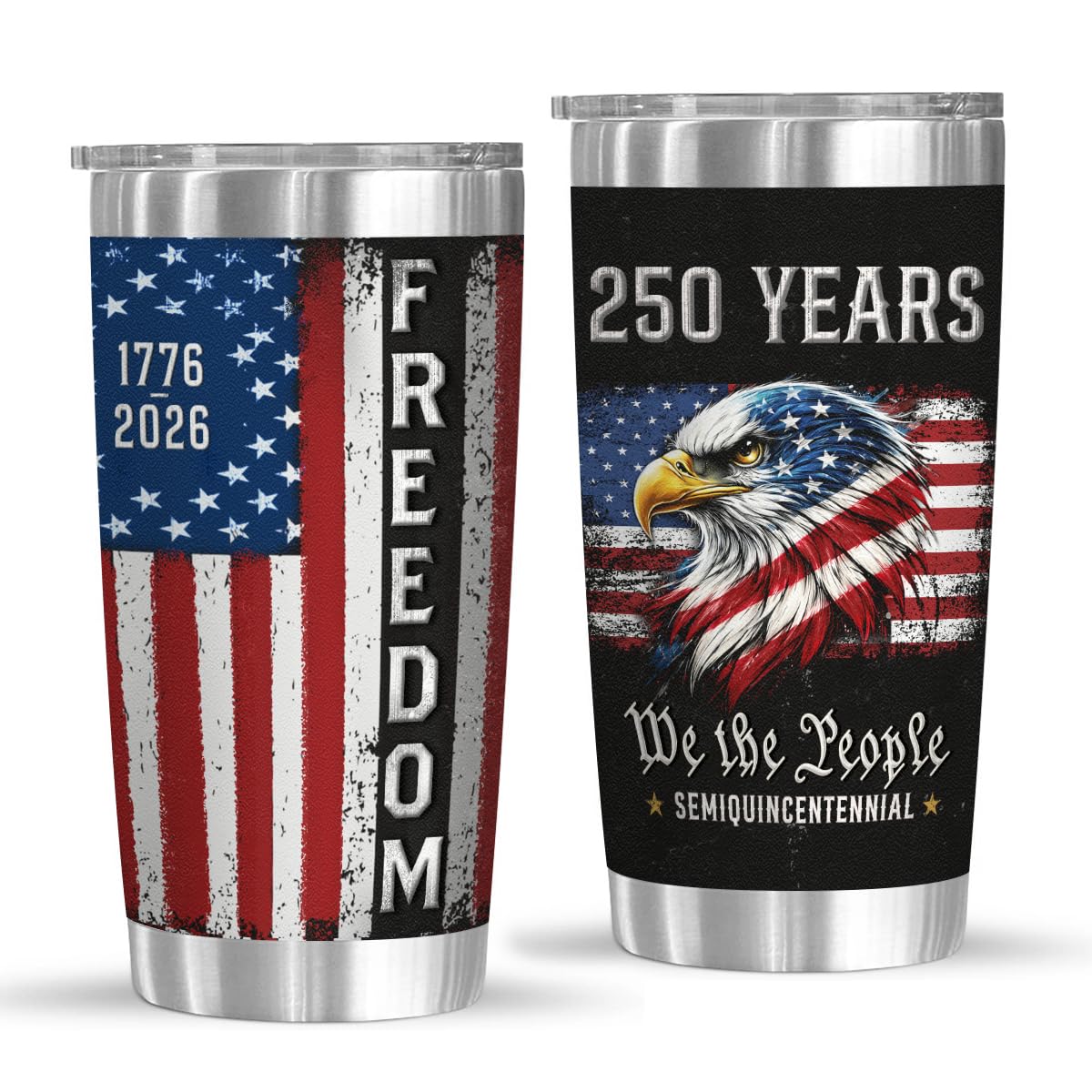 250 Anniversary USA Tumbler - Dad Gifts for Fathers Day from Daughter, Son, Wife - We The People 20 Oz Stainless Steel Insulated Tumbler with Lid, 1776-2026 United States 250th Gift for Men,