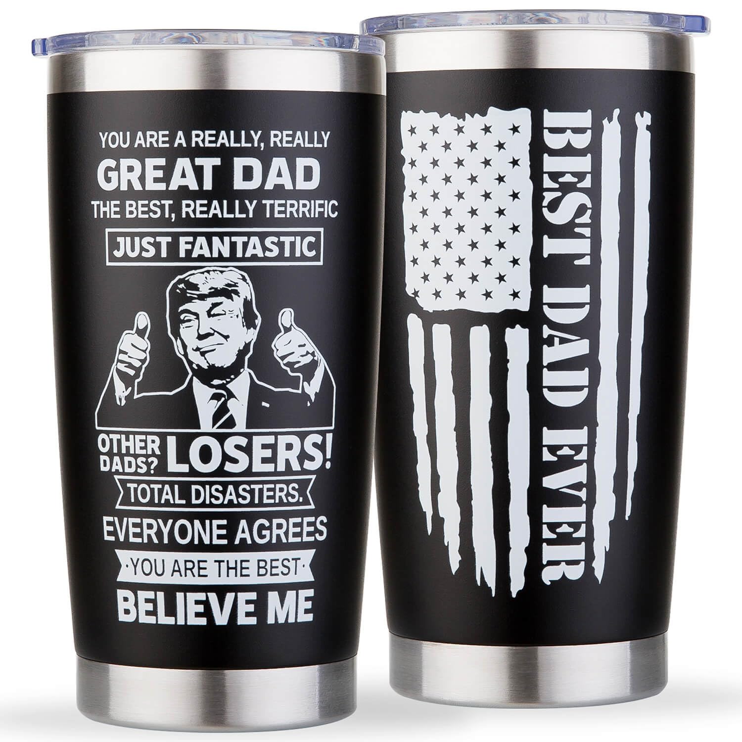 Dad Gifts - Best Dad Ever Tumbler, Great Dad Mug Cup, Funny Gag Gifts for Dads from Daughter Son Kids, Birthday Christmas Fathers Day New Dad Gift for Men - 20oz Insulated Coffee Travel Stainless