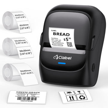 CLABEL Label Maker Machine with Tape, 221B Thermal Bluetooth Label Printer 2 Inch Portable Barcode Inkless Sticker for Small Business, Retail Office,Office, Home, Came with 3 Roll Label (Black)