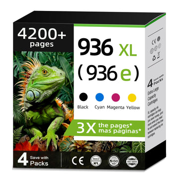936XL 936e Ink Cartridges Combo Pack for OfficeJet Pro 9125e 9120e 9730e Replacement for HP 936 936e HP936 HP936e XL 936XL for 9130 9135e 9122e 9128e 9110b 9120b 9130b 9130e Printer 4PK (Version-C76)