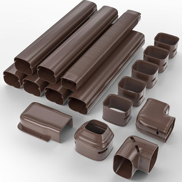 4'' 23Ft Mini Split Line Set Cover Kit for Minisplit Ductless Linset Air Conditioners and Heat Pumps, Central AC Decorative Upgraded UV-Proof Strong & Durability PVC Pipe, Brown