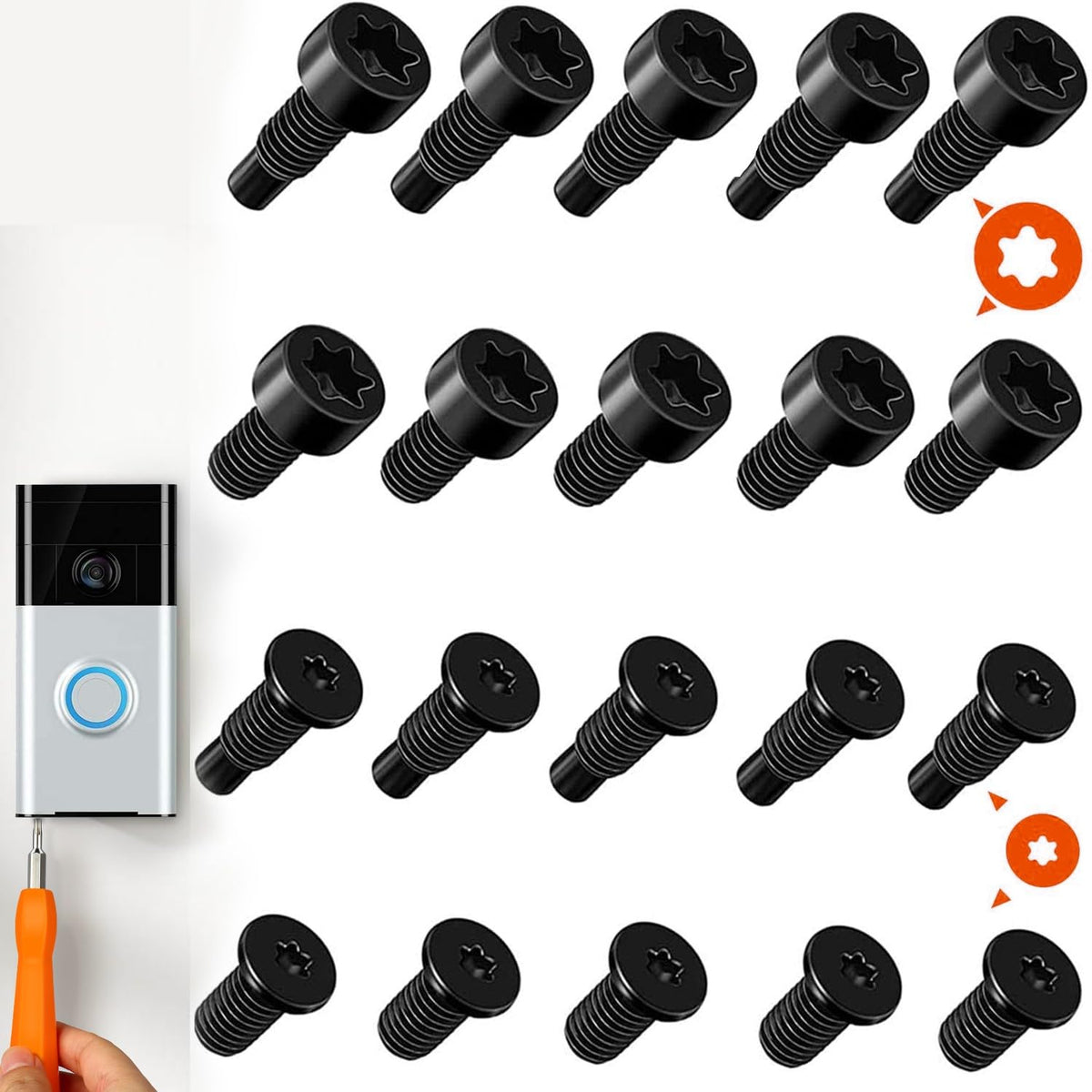 Video Doorbell Screws,Video Doorbell Replacement Screws- Fits All Video Doorbell Models (4Set /20pcs) (Black)
