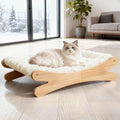 Plush Elevated Cat Bed - Cozy Raised Cat Hammock with Solid Wood Frame, Soft Furry Cushion for Indoor Cats & Small Dogs, Multi-Color Options(White)