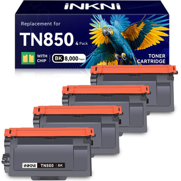 InkNI Compatible TN850 Toner Cartridge Replacement for Brother TN850 TN820 TN880 High Yield Compatible for Brother DCP-L5600DN HL L5000D HL L5200DW HL L6200DW L5850DW L6700DW Printer (Black, 4-Pack)