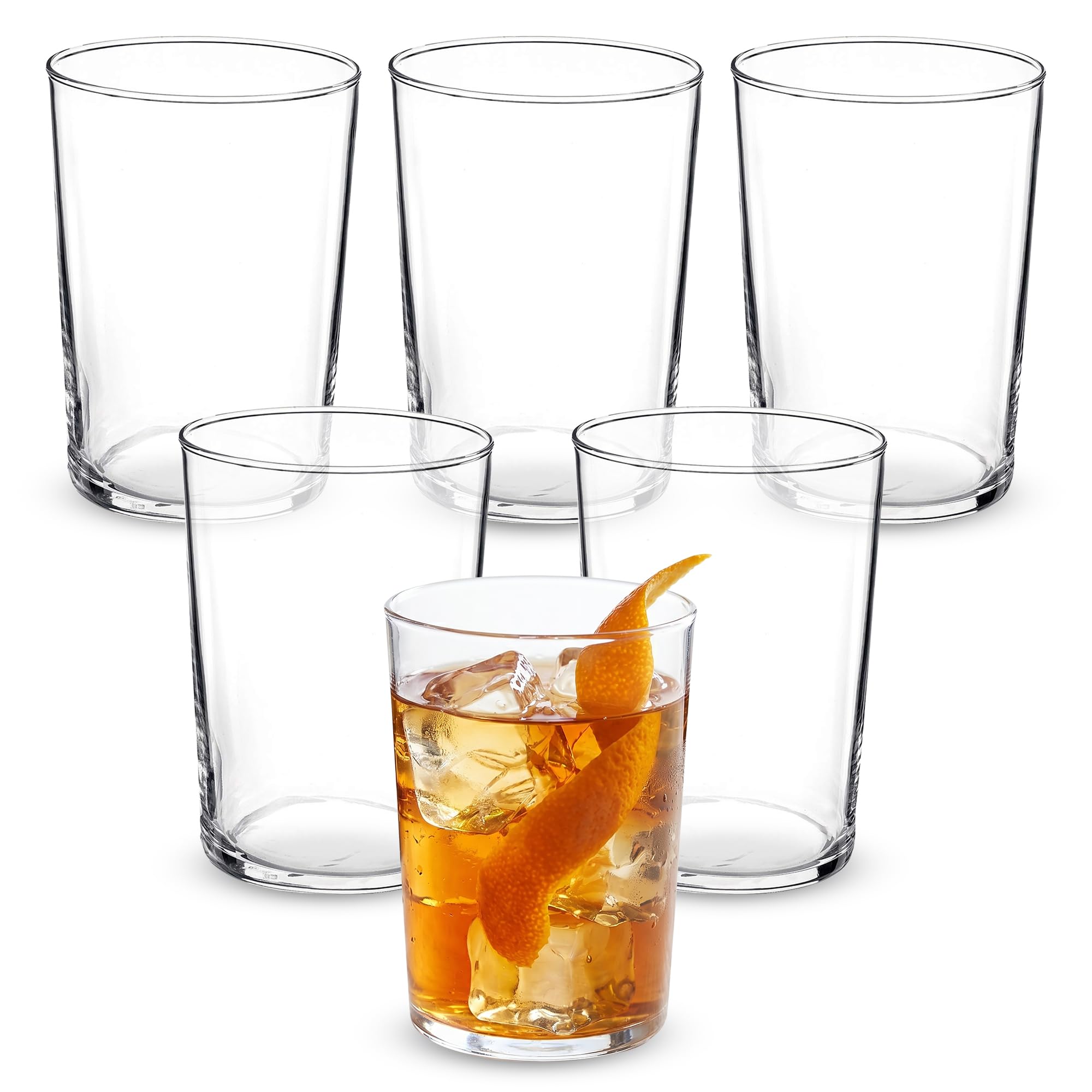 Bormioli Rocco Bodega Maxi Tumblers, Set of 6-17 oz Tempered Glass Drinking Cups for Water, Wine & Cocktails - Minimalist Barware Design Clear Beverage Glasses Durable Kitchen Use