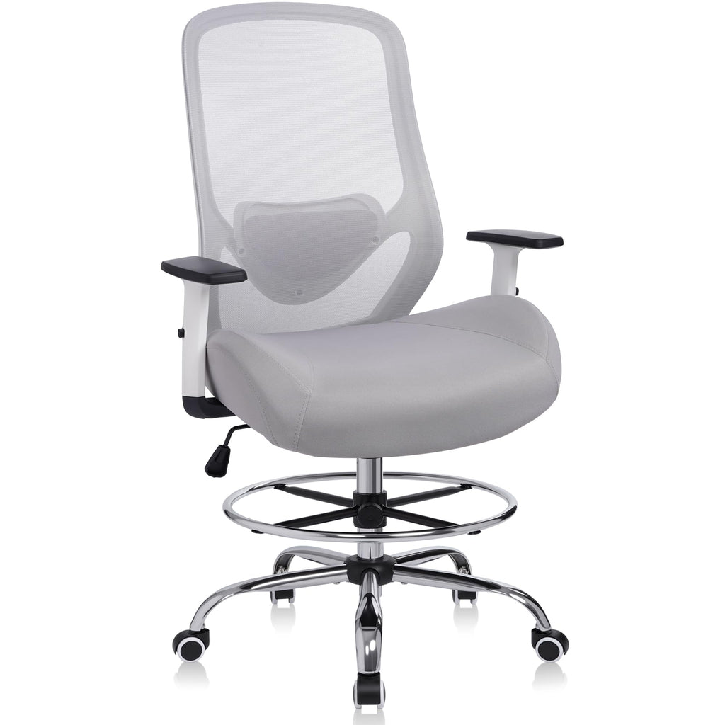Drafting Office Chair Big and Tall 450lbs Heavy Duty for Standing Desk, 22.8 inches (W) x 19.6 inches (D) x 40 inches (H), Grey