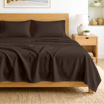 SGI bedding 100% Egyptian Cotton Sheets California King Size – 600 Thread Count Sheets Set, Soft, Cooling, 15" Deep Pocket, Luxury Hotel Bedding, Breathable, Durable - Chocolate