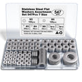 Stainless Steel Flat Washers Assortment, 18-8 (304) Stainless Steel, 547-Piece Set (Assorted Metric Sizes M3-M12, 3mm, 4mm, 5mm, 6mm, 8mm, 10mm, 12mm) with Plastic Storage Case