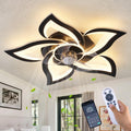 24" Geometric Ceiling Fan with Lights Remote Control, 6 Speeds 3 Colors Black Low Profile Ceiling Fan with Light for Kitchen Bedroom Living Room