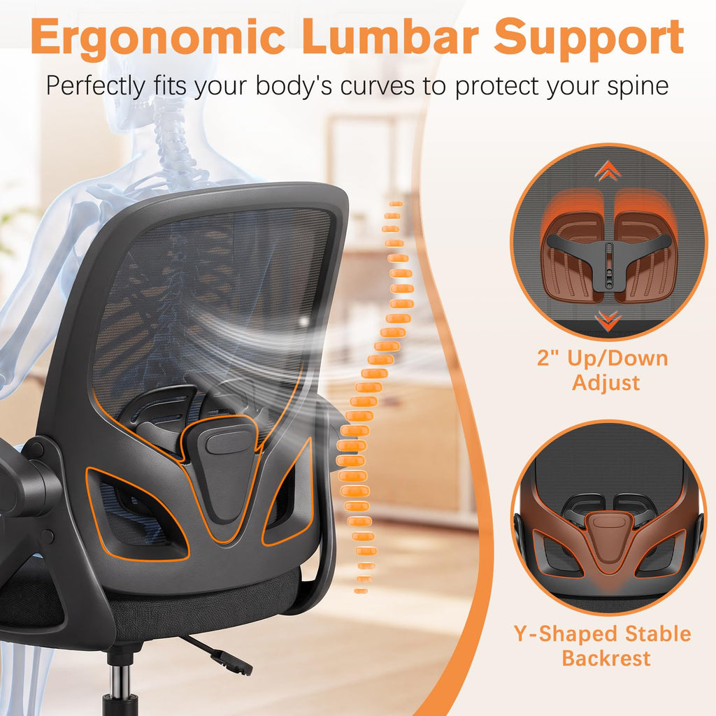 Orrsaker Drafting Chair, Tall Office Chair with Flip-up Arms, Mesh Ergonomic Computer Standing Desk Chair with Adjustable Height Foot Ring and