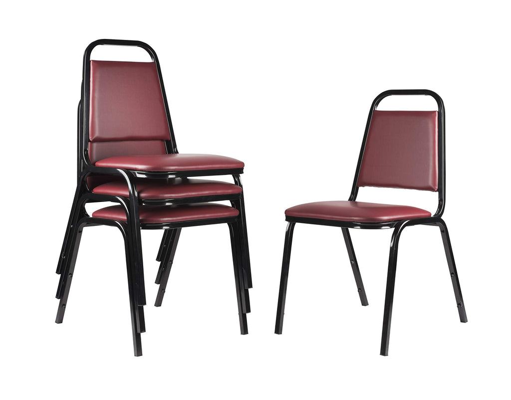 Oef Furnishings Oef9108-b/4 Banquet Chairs Premium Commercial Seating (4 Pack, Vinyl, Burgundy, Black Frame), 32"H x 17.5W x 22"D