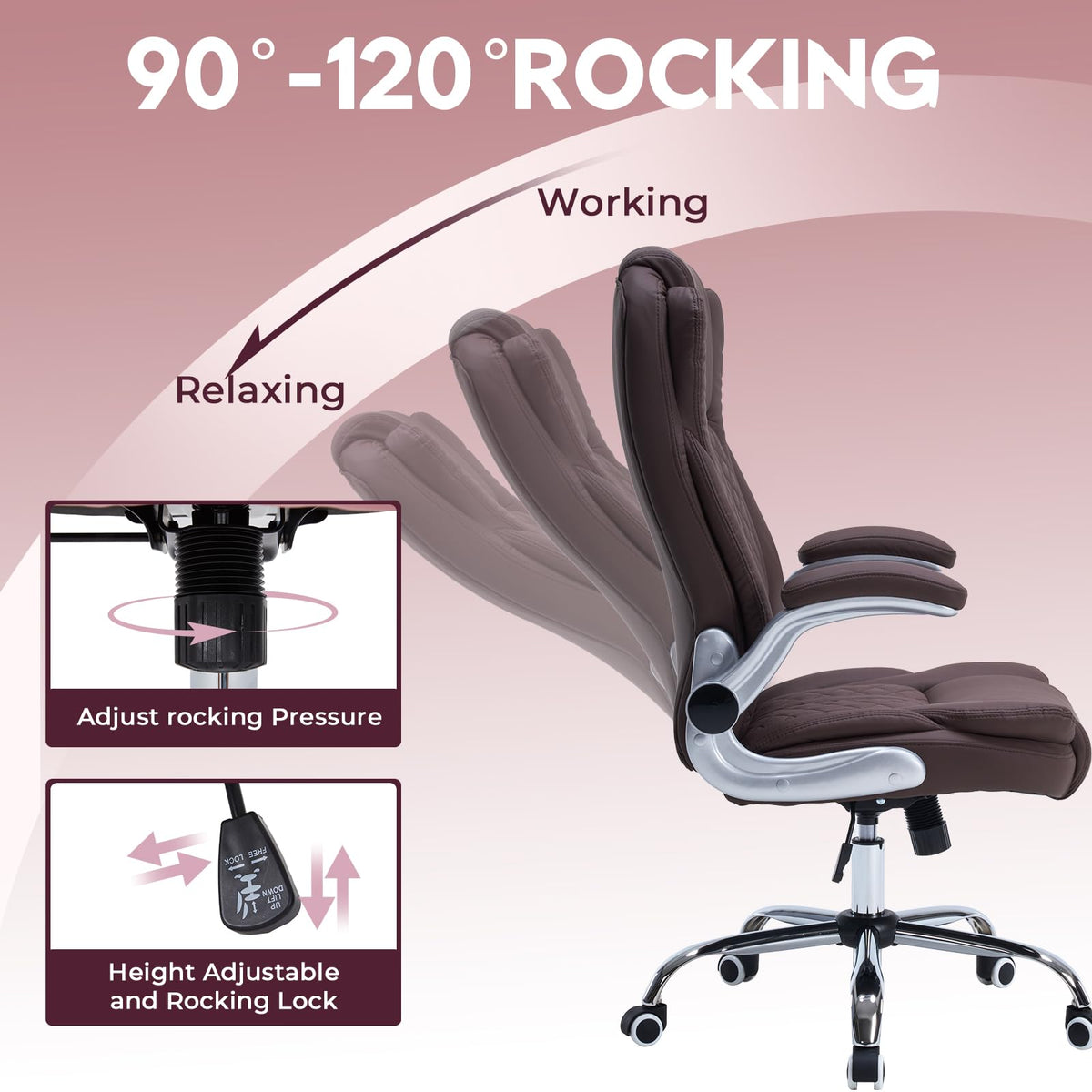 400lbs Executive Office Chair with Flip-up Armrests, Big and Tall Computer Chair for Heavy People, Heavy Duty Ergonomic Comfy Chair, Breathable