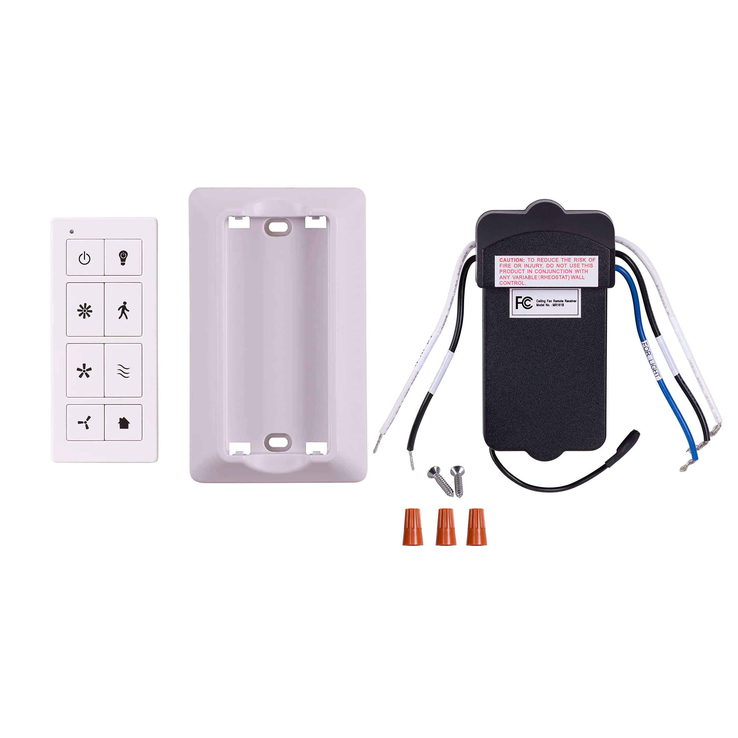 Prominence Home Universal Ceiling Fan Remote Control Kit with Receiver, Wall Dock and Batteries, For Downrod Ceiling Fans ONLY - 51433-01 - White
