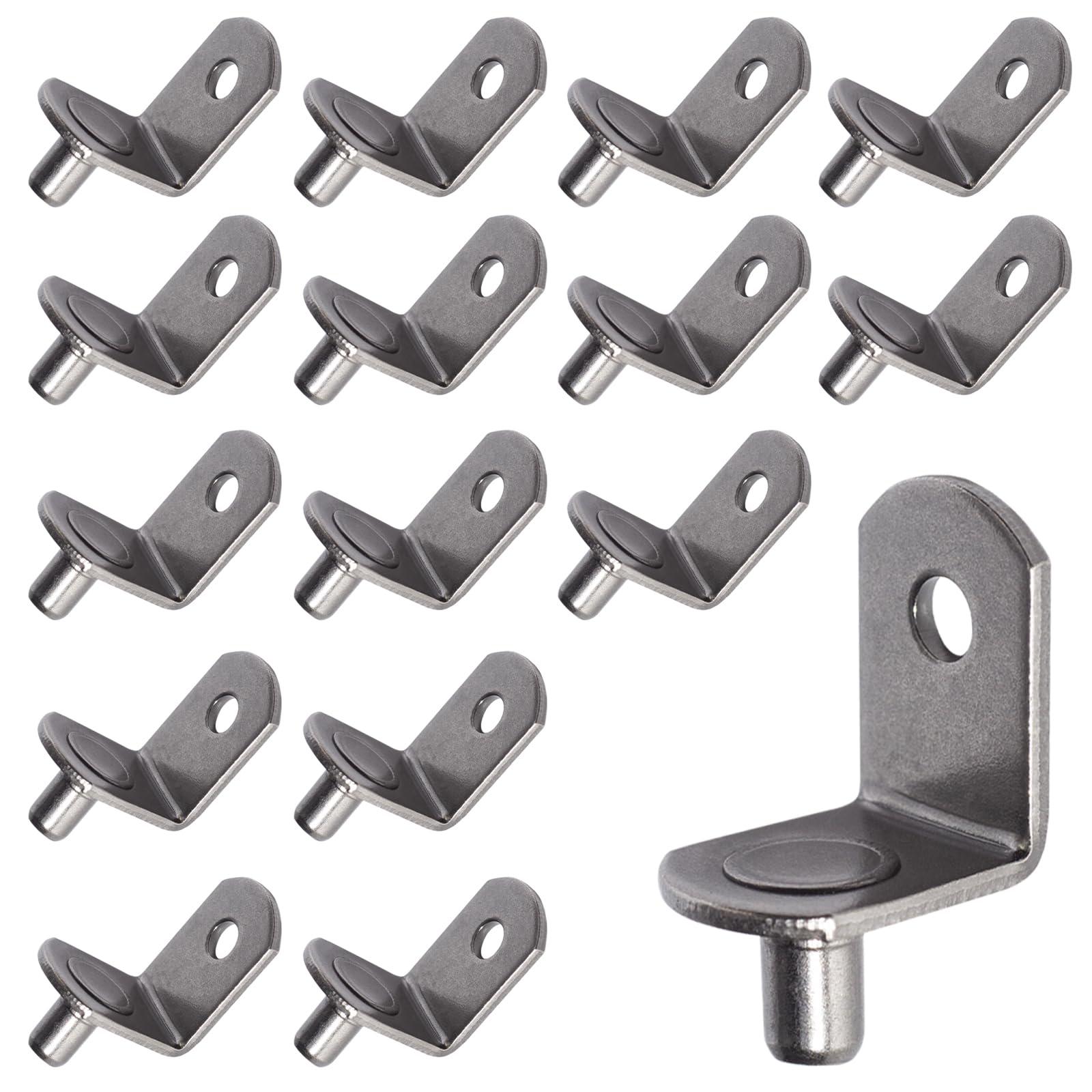 SDTWZW 5mm Shelf Pegs L-Shaped Cabinet Support Pins Bracket Style Clips for Bookcase Kitchen Closet Shelves Holders,16 PCS Gun Metal