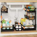 Under Sink Organizer and Storage for Bathroom and Kitchen - 2 Pack 3 Tier Under Cabinet Pull Out Shelf Organizers - Slide Out Drawer Organization for Home Cabinets Shelves and Drawers