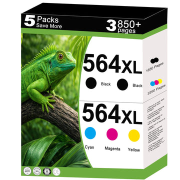 564XL 564 XL Ink Cartridges Combo Pack Replacement for hp564xl Fit for 7520 6520 5520 3520 4620 7525 6525 6510 5510 7510 B8550 C6300 D5400 D7560 Printers 5 Pack High Yield - Black Cyan Magenta Yellow