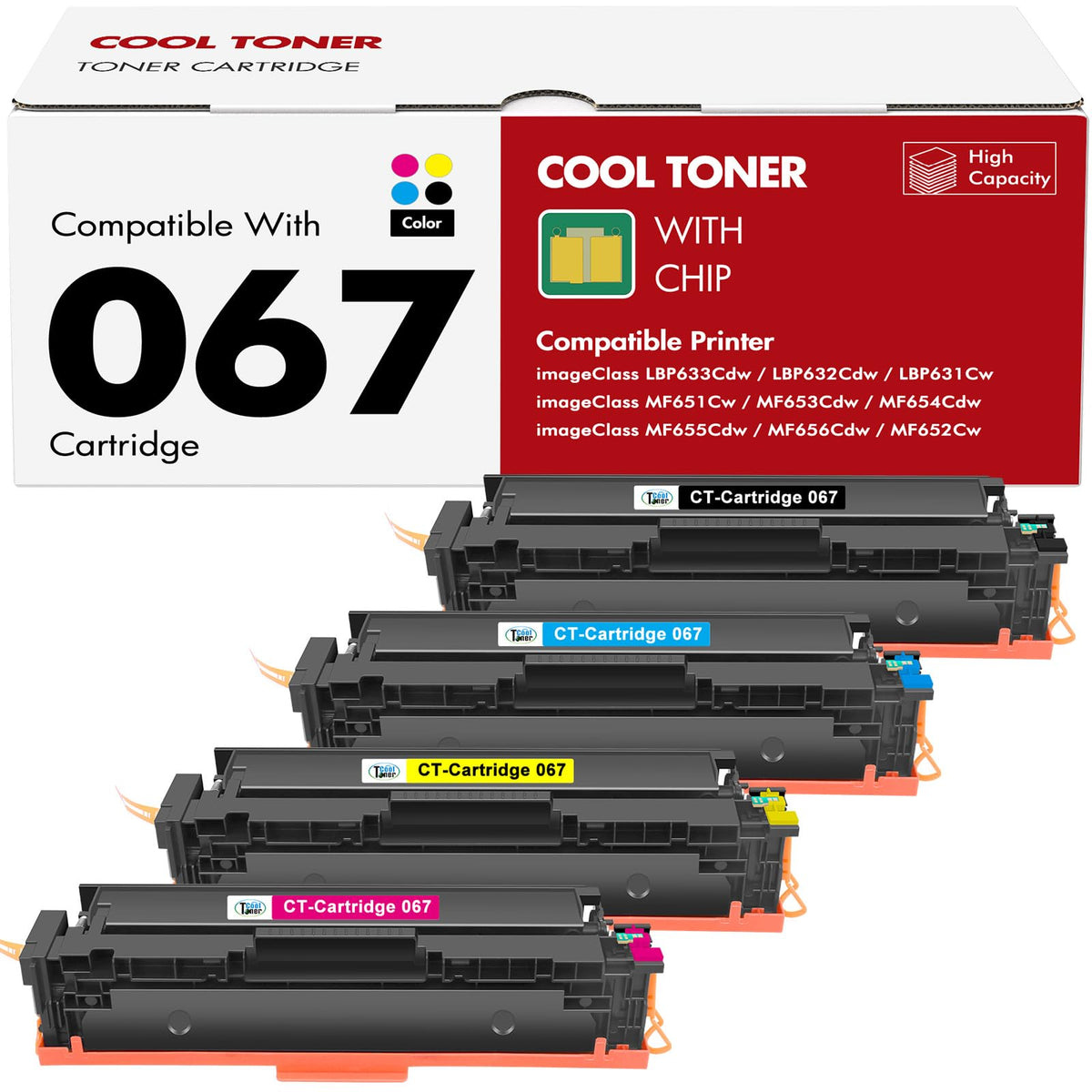 067 Toner Cartridge Set 067H for Canon MF654Cdw MF656Cdw MF650C 4 Pack Ink | Compatible for Canon Color ImageCLASS LBP632Cdw MF653Cdw LBP633Cdw MF652Cdw MF651Cw LBP630C LBP631Cw Printer High Yield