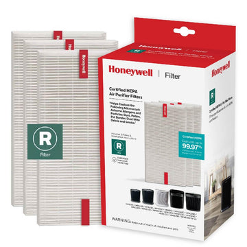 Honeywell HEPA Air Purifier Filter R, 3-Pack for HPA 100/200/300, 3000 and 5000 Series - Airborne Allergen HEPA Air Filter Replacement Targets Wildfire/Smoke, Pollen, Pet Dander, and Dust