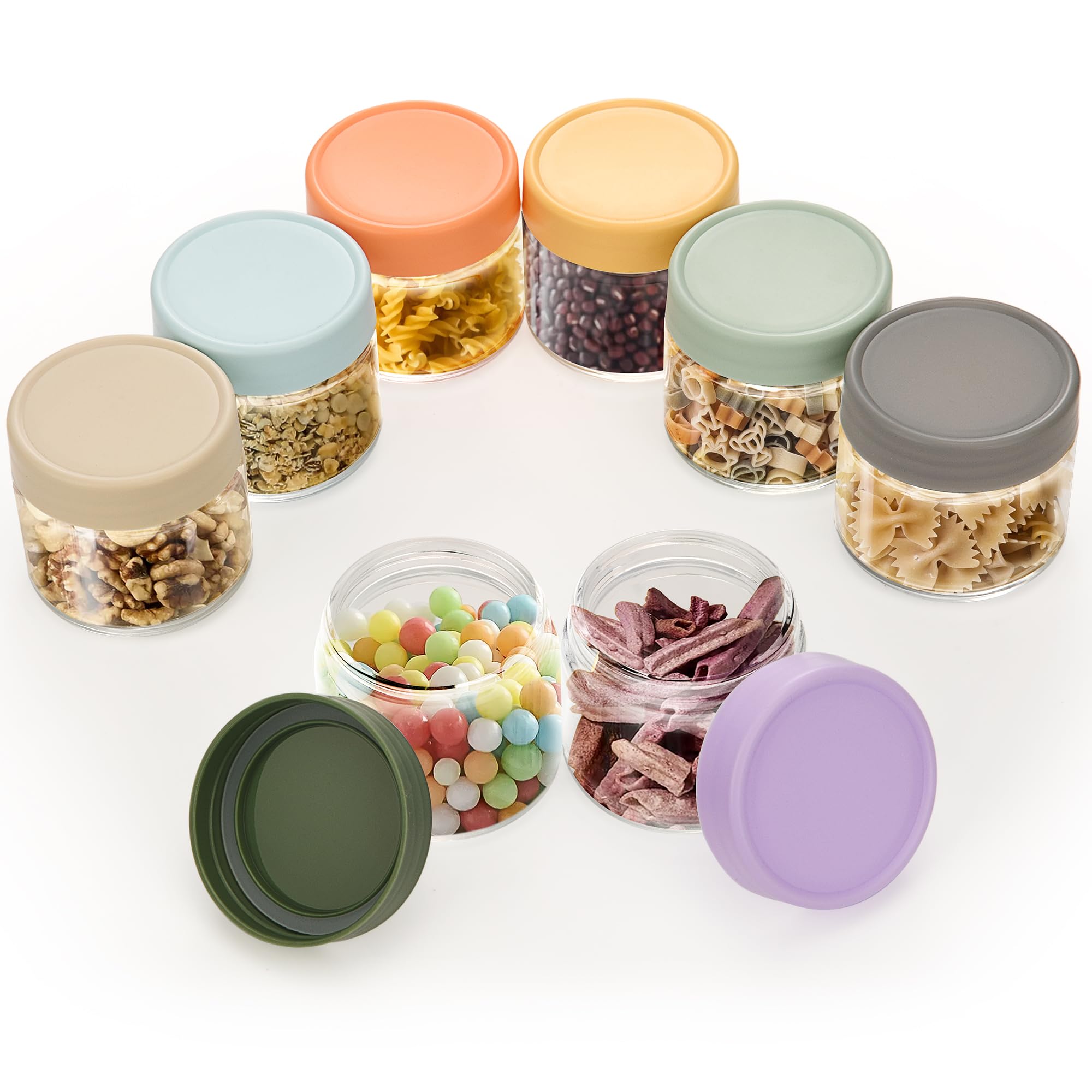 Lulonpon 8-Pack Thick Glass 2oz Mini Mason Jars with Lids - Airtight Condiment Containers, Salad Dressing Cups & Sauce Bottles for Lunch Box, Travel, Pantry Storage