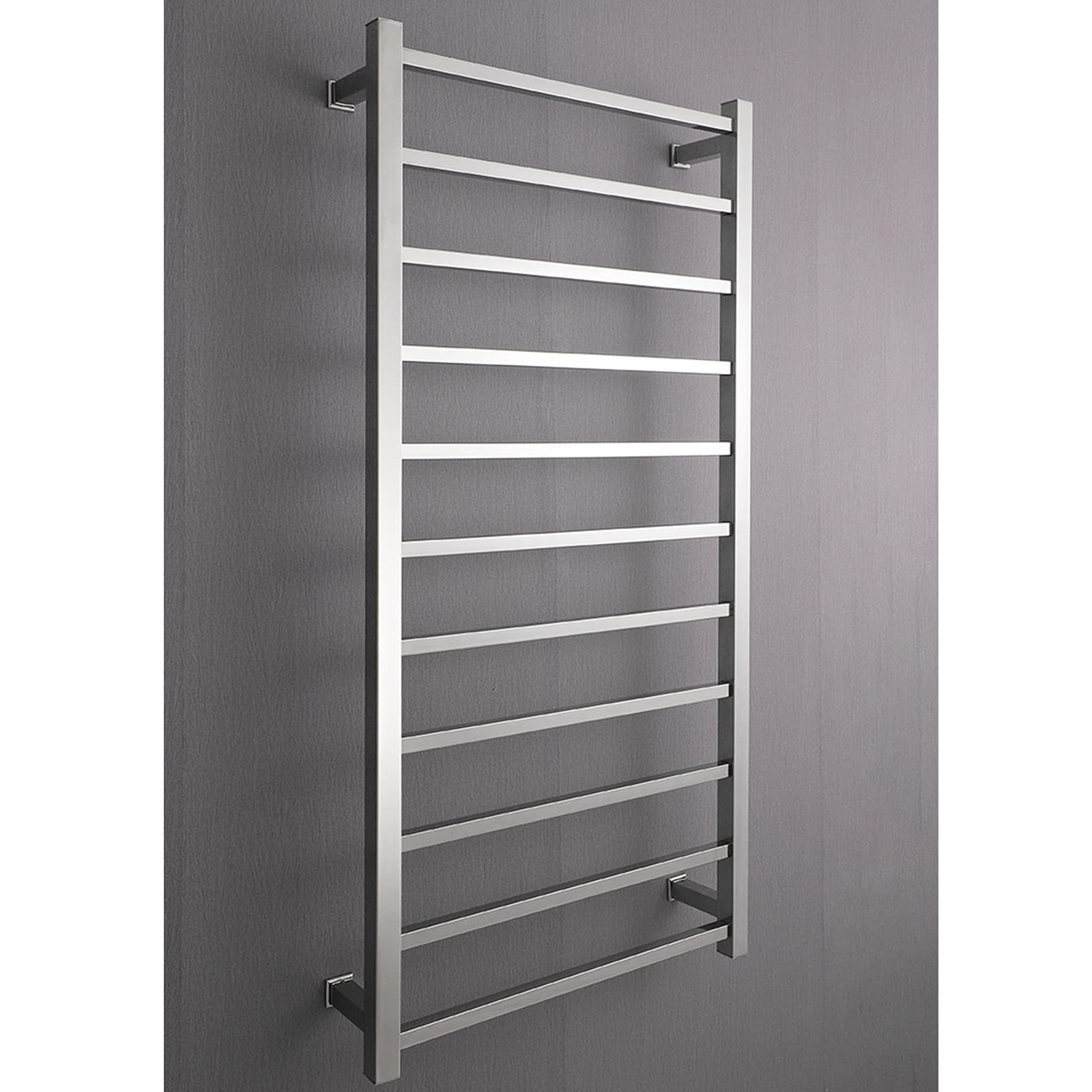 Towel Warmer Wall-Mounted 11 Bar Electric Heated Towel Rail Radiator, 304 Stainless Steel Electric Heated Towel Rack Bathroom Drying Rack, Polished Finish,Hardwired (Plug in)