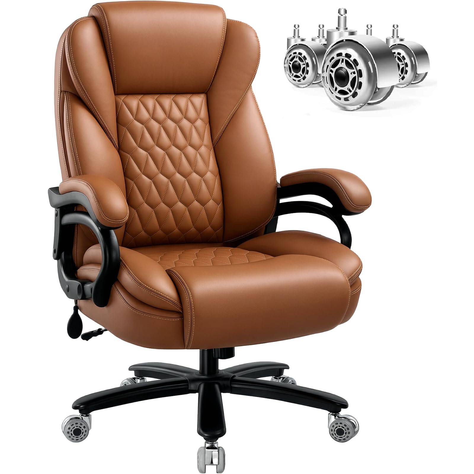 Famsway 600lbs Big and Tall Office Chair with Pocket Spring Cushion, Heavy Duty Office Chair for Low Back Pain Relief, Large Executive Office