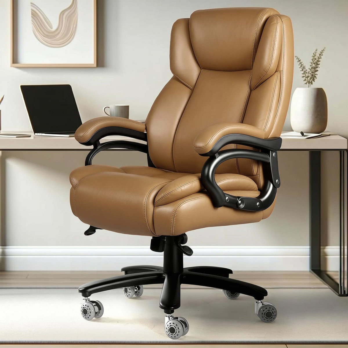 Indulgear 500lbs Big and Tall Office Chair for Heavy People,heavy Duty Comfy Office Chair,high Back Executive Computer Chair with Lumbar