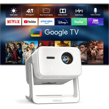 ?5000 ANSI Official Licensed Google TV?Smart Outdoor 4K Projector with WiFi and Bluetooth, VOPLLS Projectors with Dolby/Auto Focus, Portable Phone Movie Gaming Wireless Wifi Proyector for Bedroom/Home