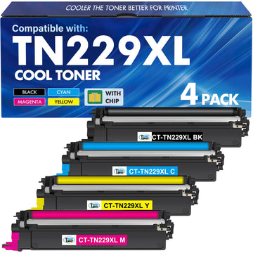 TN229 TN229XL Toner Cartridges MFC-L3780CDW MFC-L3720CDW: Compatible for Brother HL-L3280CDW HL-L3220CDW HL-L3300CDW HL-L3295CDW MFC-L3765CDW TN-229XL TN 229 229XL Toner Cartridges 4 Pack Printer