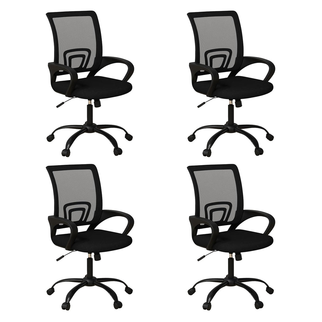 Bonzy Home Ergonomic Office Chairs Set of 4, Swivel Rolling Conference Room Chair, Mesh Computer Desk Chairs with Lumbar Support and Wheel, 4