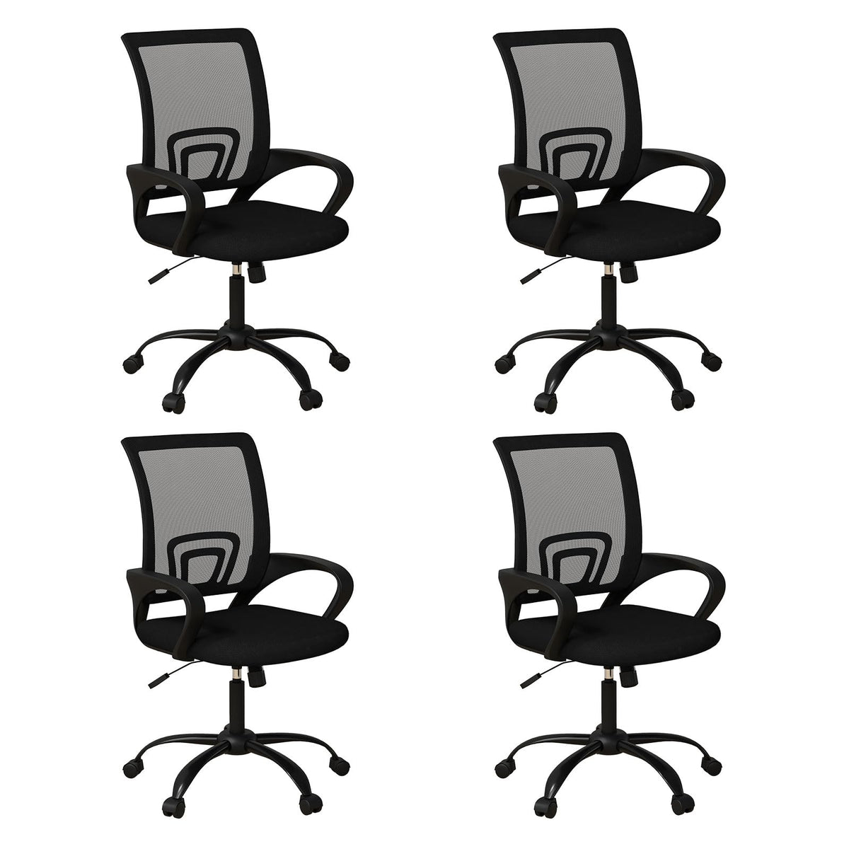 Bonzy Home Ergonomic Office Chairs Set of 4, Swivel Rolling Conference Room Chair, Mesh Computer Desk Chairs with Lumbar Support and Wheel, 4