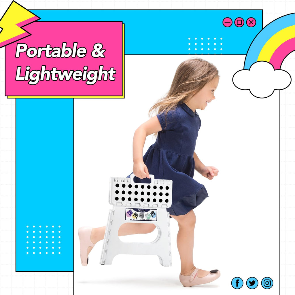Delxo Folding Step Stool,11 Inch Non-slip Foldable Step Stools for Kids and Adults,portable Foldable Step Stool Lightweight Small Folding Stool
