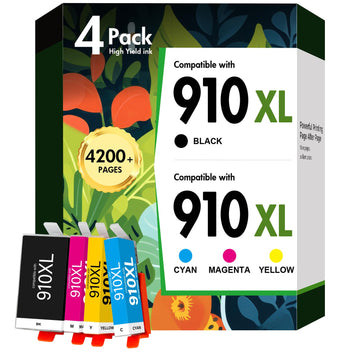 910XL 910 8020 Ink Cartridges Black and Color Combo Pack for HP Printers | Compatible for HP910XL Ink Cartridges for HP Printer OfficeJet Pro 8010 8025 8030 8035 8028 8022 8018 Series (4 Pack)