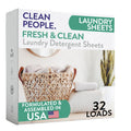 The Clean People Laundry Detergent Sheets - Laundry Soap - Ultra Concentrated, Recyclable Packaging, Stain Fighting - Fresh Scent, 32 Pack