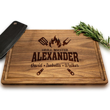 Personalized Cutting Board Gift for Dad or Grandpa - Custom Engraved for Men, Grill Masters, or King of the Grill - Father's Day, Birthday, or Christmas Gifts From Son and Daughter