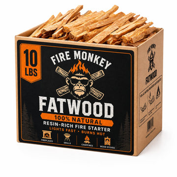 Fatwood Fire Starter Sticks 10 LB Box, All Natural Resin-Rich Pine Wood Fire Starters for Fireplace, Fire Pit, Campfire, BBQ Grill, Charcoal & Wood Stove, Indoor & Outdoor, Lights Fast, Burns Hot!