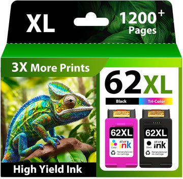 Starink 62XL Ink Cartridge Black and Color Replacement for HP Ink 62 62XL | Compatible with HP Envy 7640 7645 5660 5540 5640 7644 OfficeJet 5740 5741 8040 OfficeJet 200 250 258 Printer Black/Tricolor