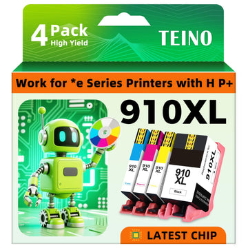 TEINO 910XL Ink Replacement for HP 910 Ink Cartridges Combo Pack 910XL Ink Cartridges for HP Printers OfficeJet Pro 8015e 8025e 8020 8028e 8025 8010 8028 8035e 8035 8022e 8015 8022 (4 Pack)
