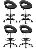 Bestfair Office Drafting Chair, Counter Height Bar Stool with Back Support, 4 Pack, Black