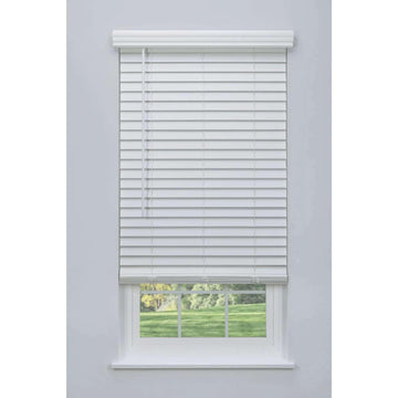 Linen Avenue Cordless 2" Faux Wood Blind White 60 W x 72 H, Partial Inside Mount (Arrives ½ Inch Narrower)