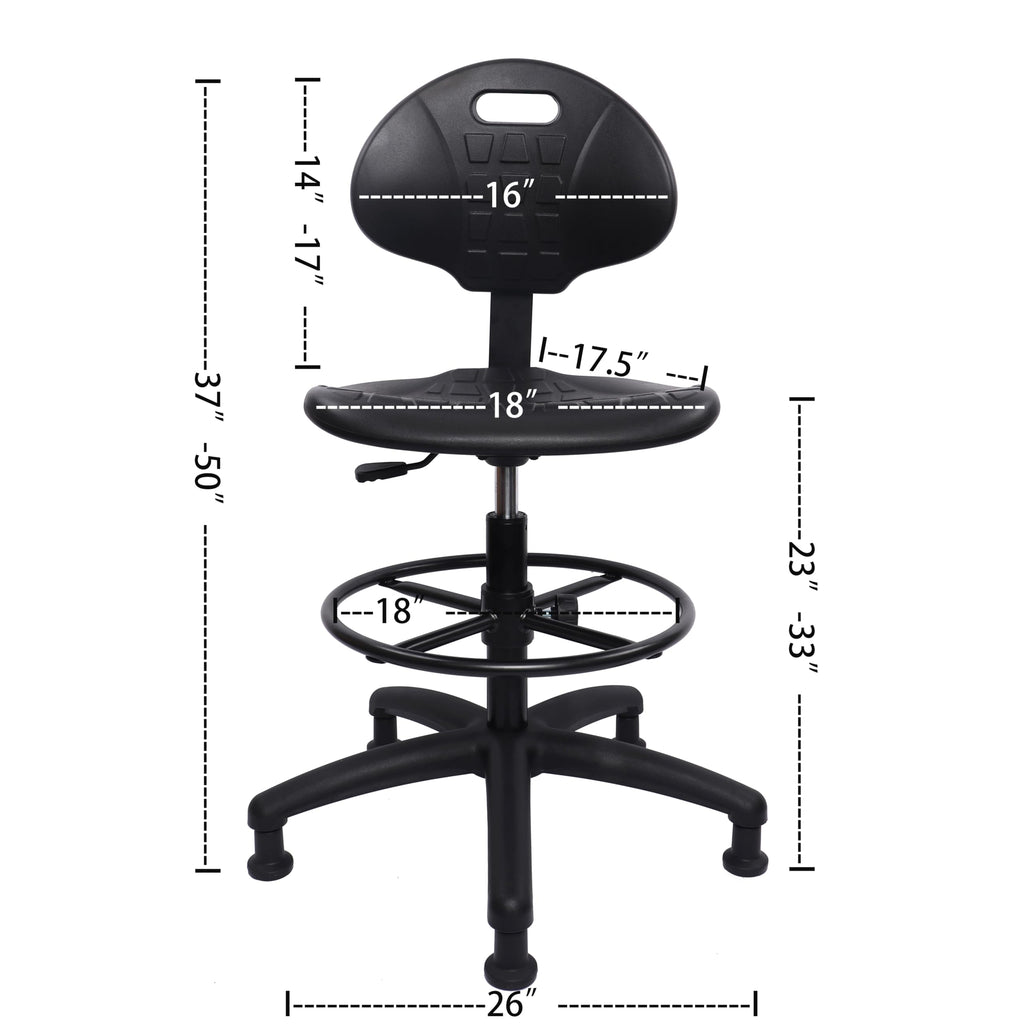 Take Ur Seat® Deluxe Drafting Lab Stool Chair, 18'' Adjustable Footring, 10'' Adjustable Height, 450 Lbs Seat Capacity, Heavy Duty, Shipped